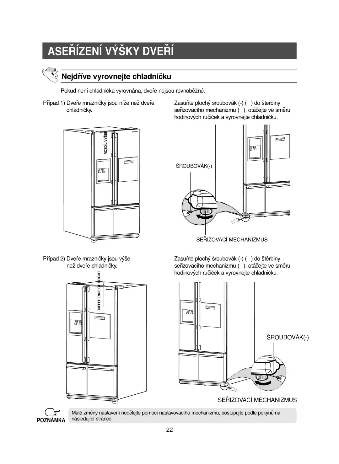 Samsung RM25KGRS1/XEH manual ➁SEŘIZOVACÍ Mechanizmus 