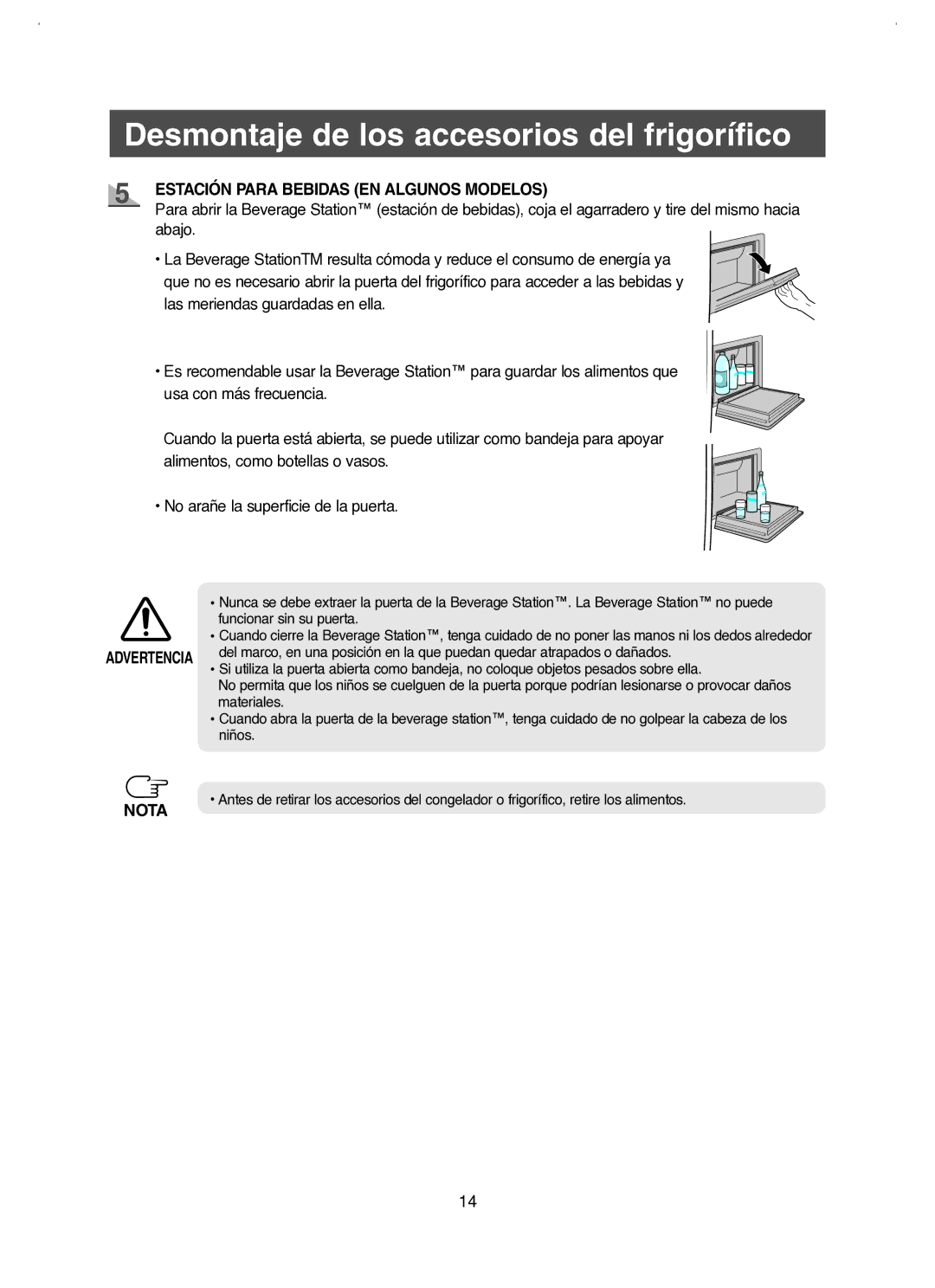 Samsung RM25KGRS1/XES manual Funcionar sin su puerta, Materiales, Niños 