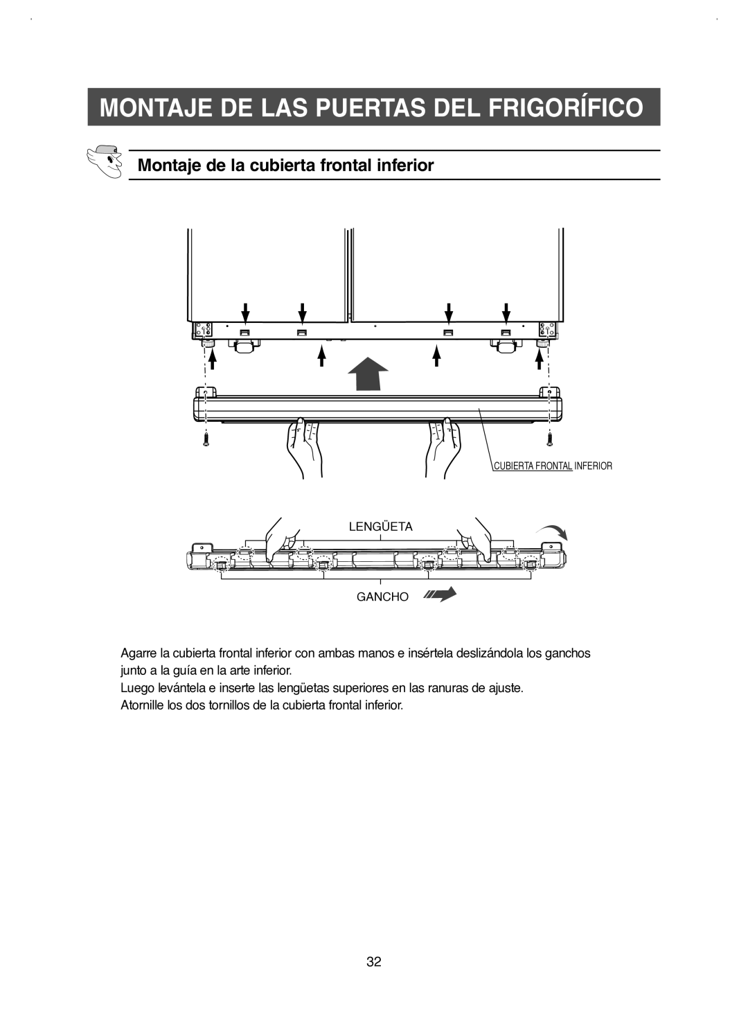 Samsung RM25KGRS1/XES manual Montaje de la cubierta frontal inferior 