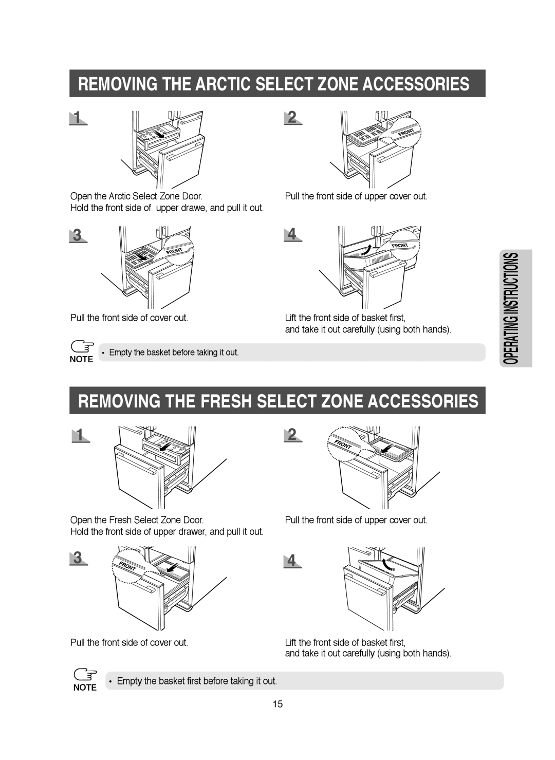 Samsung RM25KGRS1/XEH, RM25KGRS1/XET manual Removing the Arctic Select Zone Accessories 