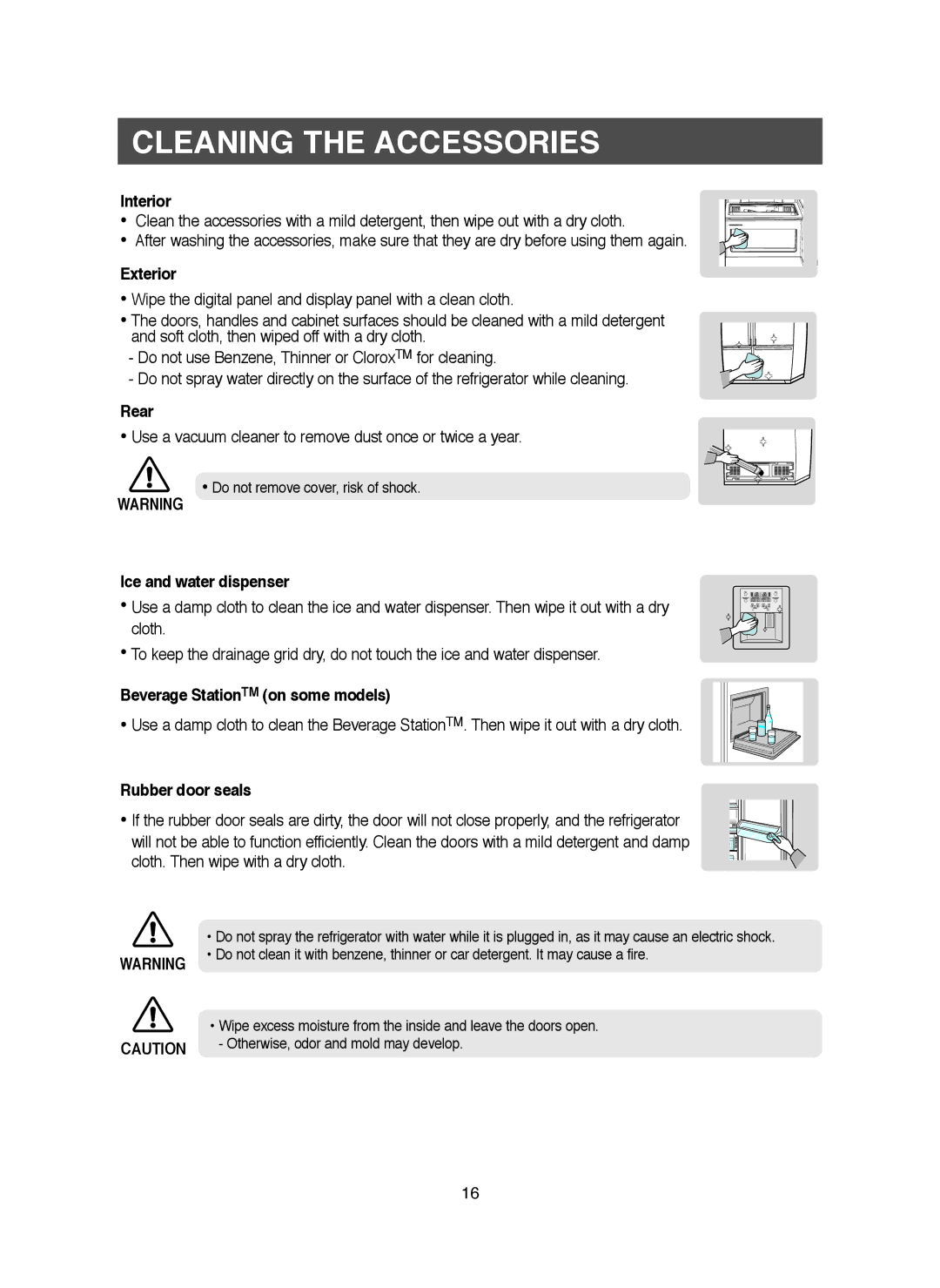 Samsung RM25KGRS1/XET, RM25KGRS1/XEH manual Cleaning the Accessories 