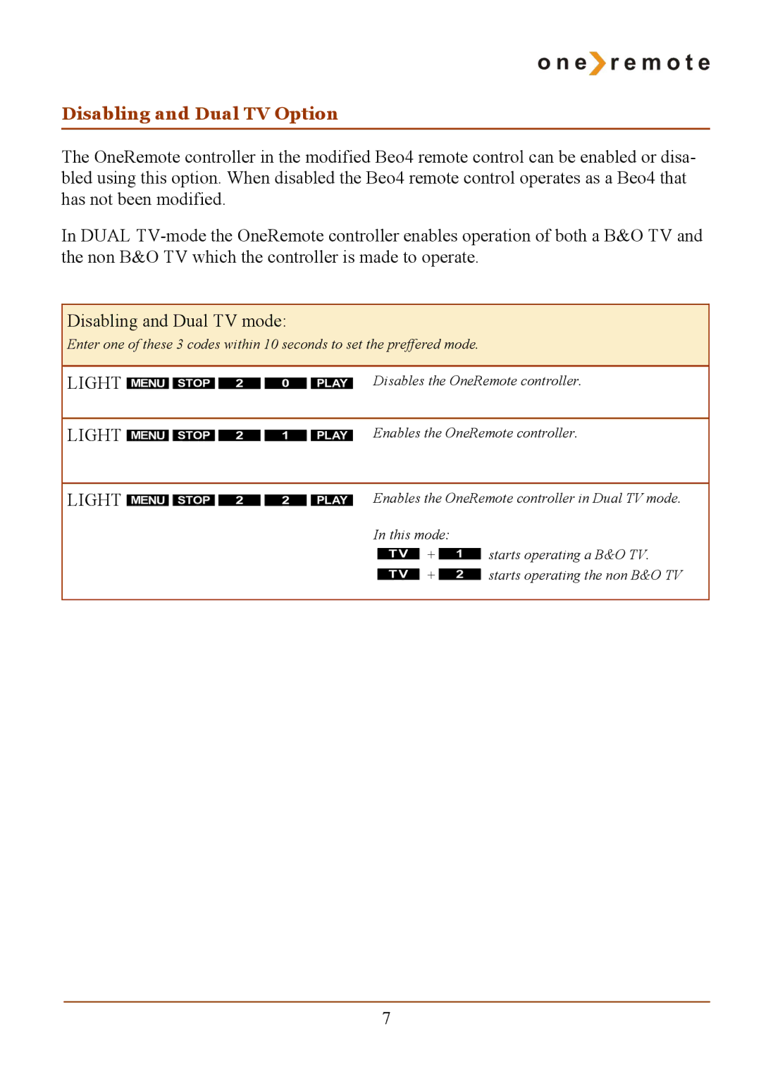 Samsung RMB4 manual Disabling and Dual TV Option 