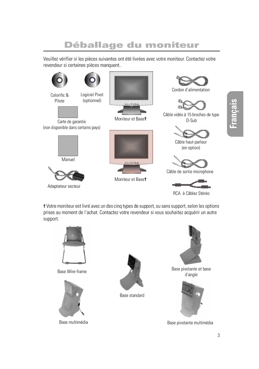 Samsung RN15PSSPN/EDC manual Déballage du moniteur 