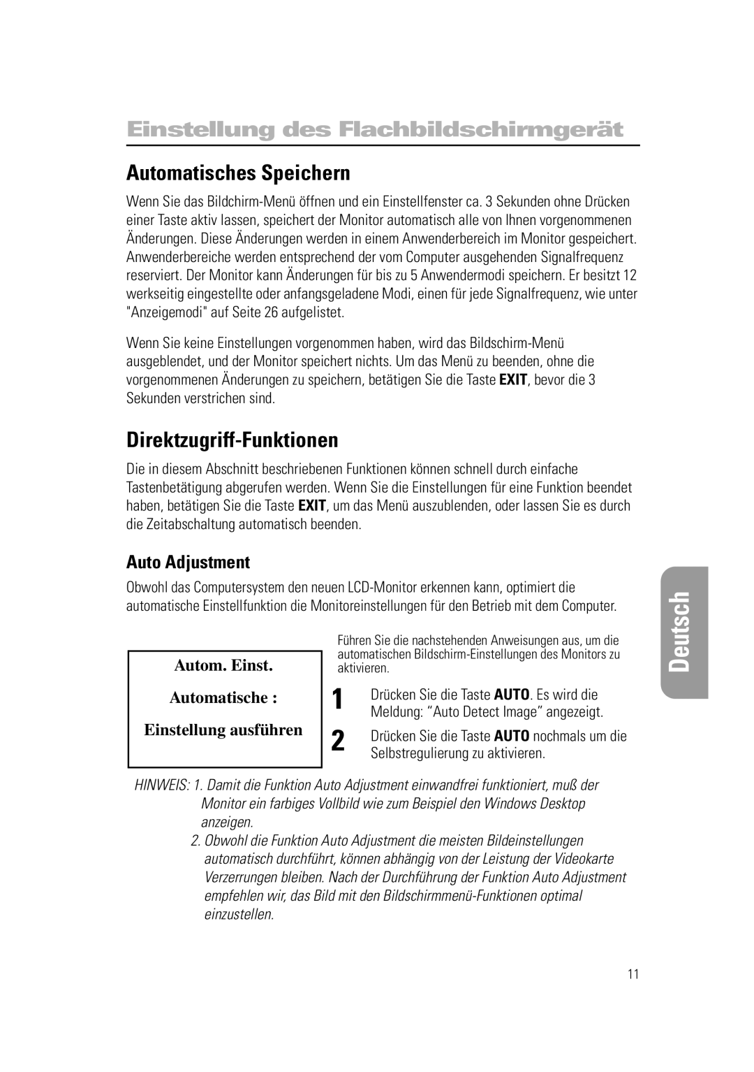 Samsung RN15PSSANC/EDC Automatisches Speichern, Direktzugriff-Funktionen, Auto Adjustment, Selbstregulierung zu aktivieren 