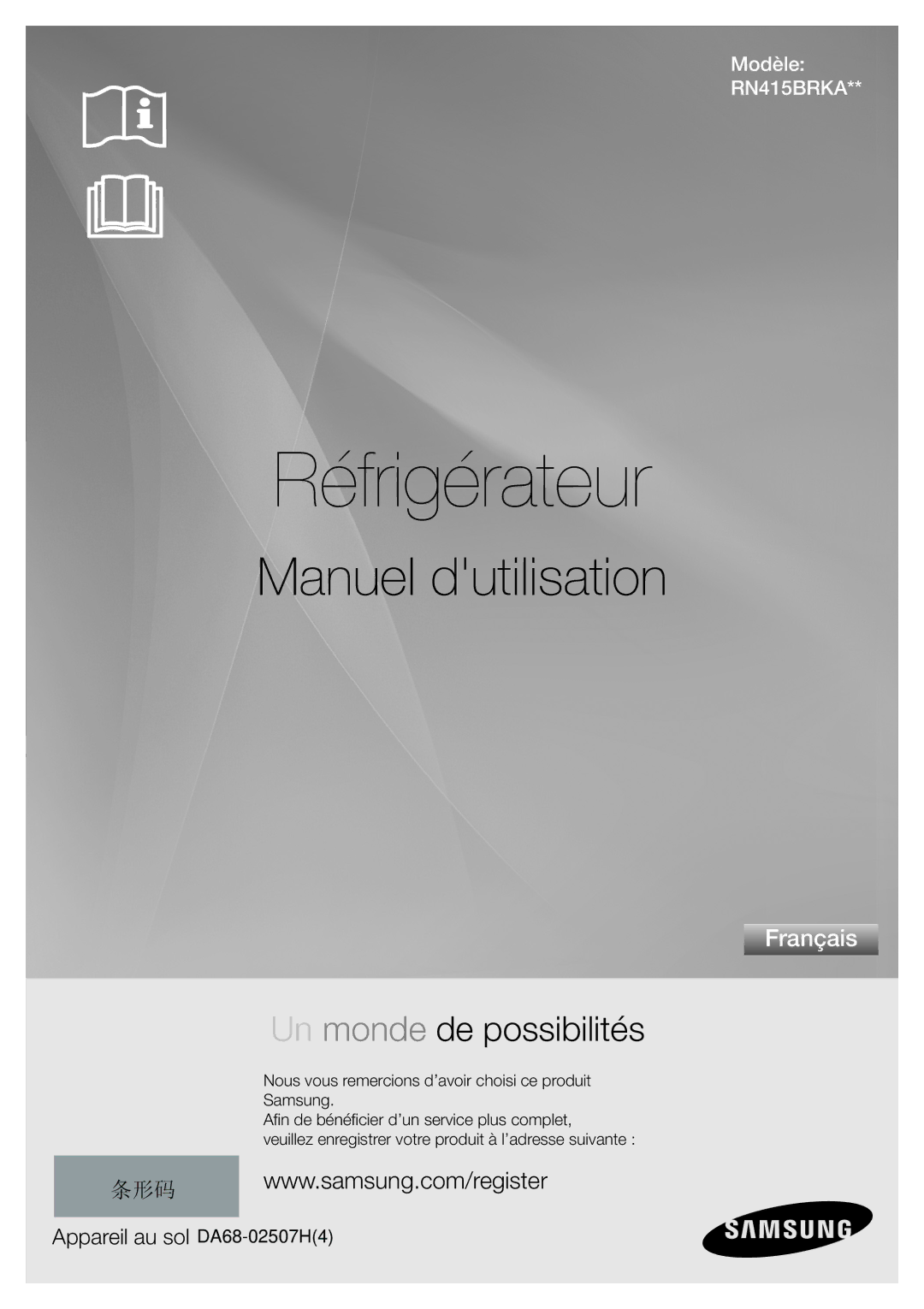 Samsung RN415BRKASL/EF manual Réfrigérateur 