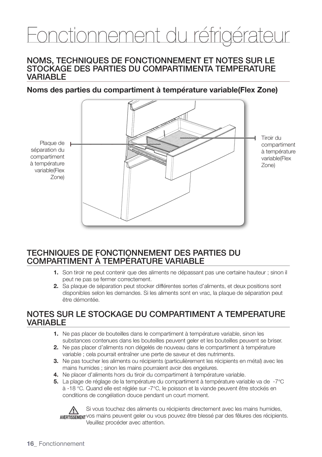 Samsung RN415BRKASL/EF manual Fonctionnement du réfrigérateur 