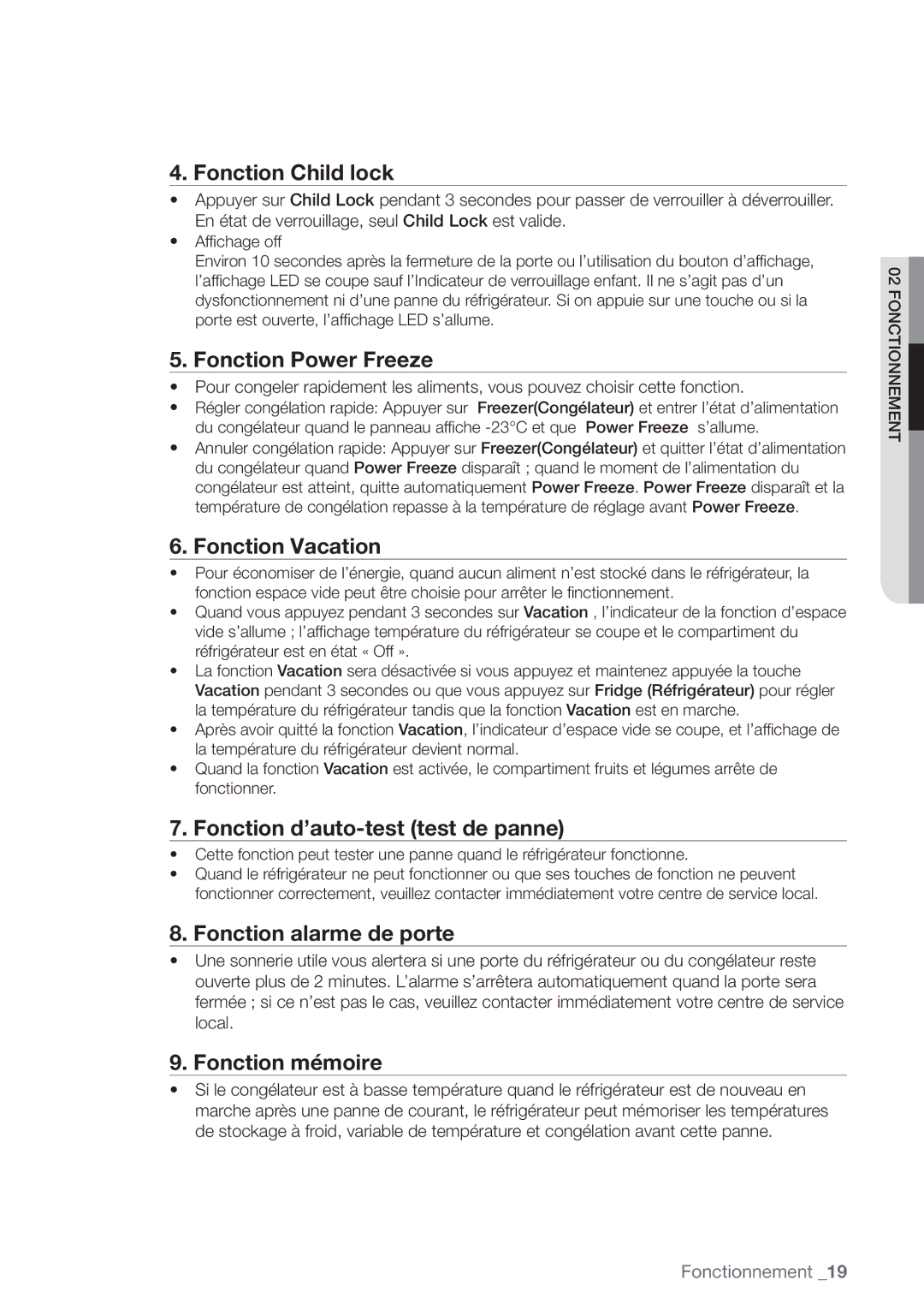 Samsung RN415BRKASL/EF manual Fonction Child lock 