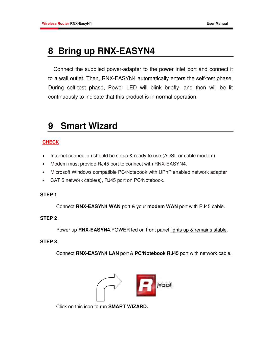 Samsung user manual Bring up RNX-EASYN4, Smart Wizard 