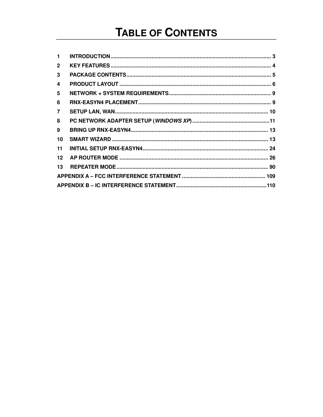 Samsung RNX-EASYN4 user manual Table of Contents 