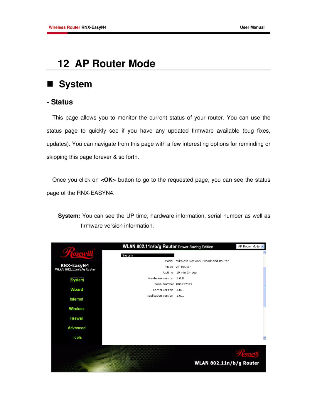 Samsung RNX-EASYN4 user manual AP Router Mode, Status 