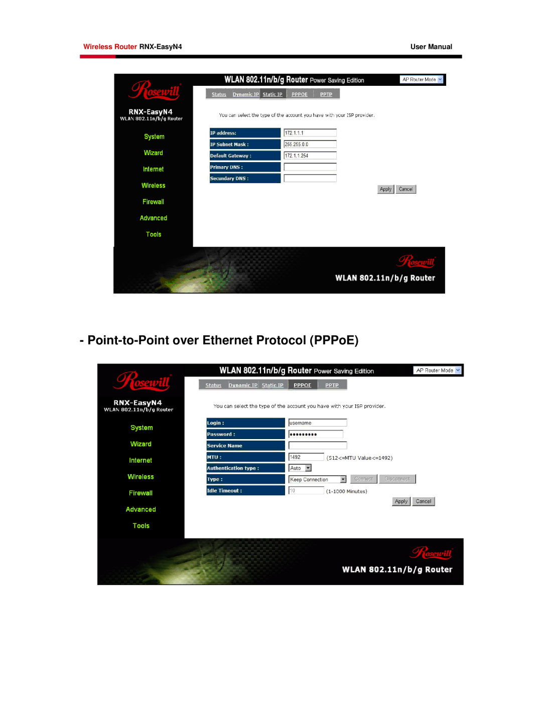 Samsung RNX-EASYN4 user manual Point-to-Point over Ethernet Protocol PPPoE 