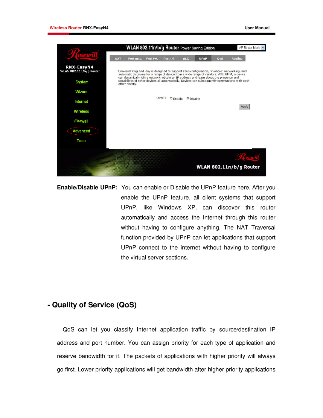 Samsung RNX-EASYN4 user manual Quality of Service QoS 