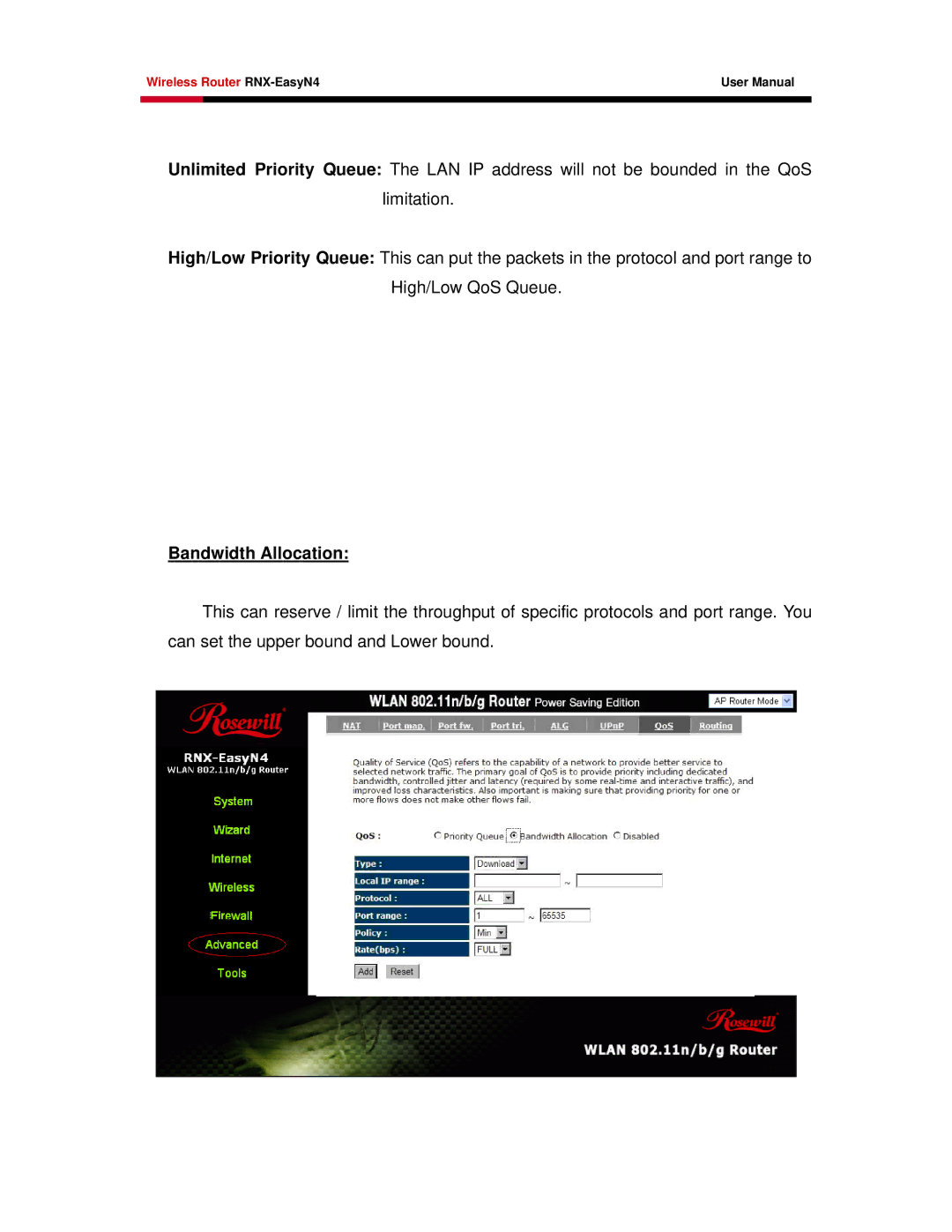 Samsung RNX-EASYN4 user manual Bandwidth Allocation 