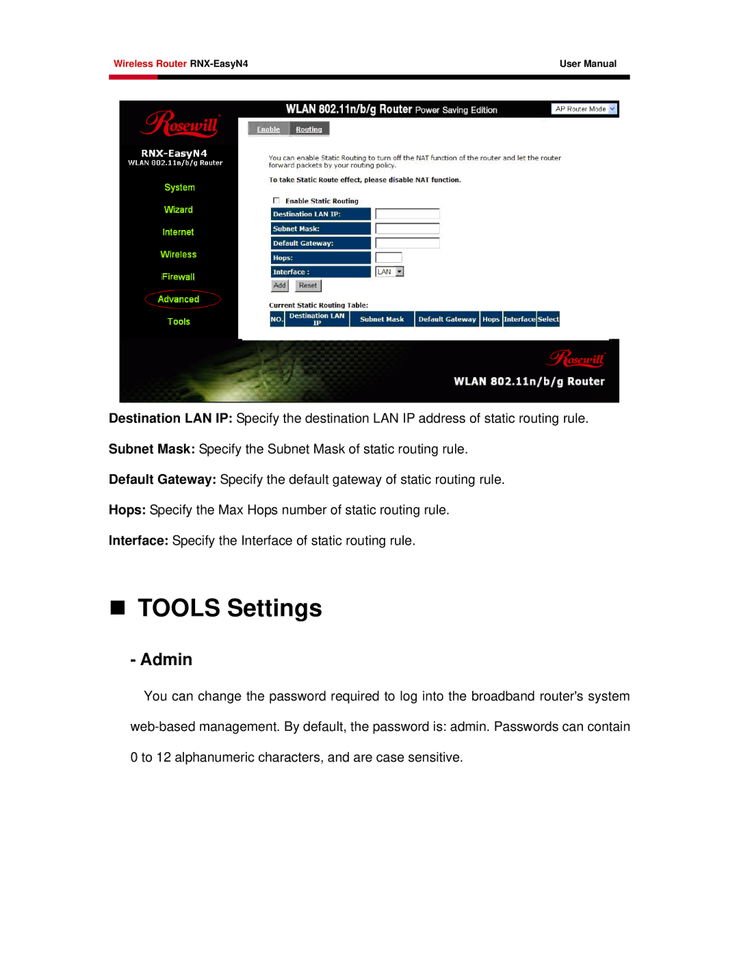 Samsung RNX-EASYN4 user manual „ Tools Settings, Admin 