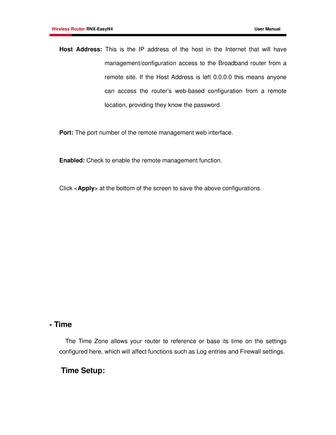 Samsung RNX-EASYN4 user manual Time Setup 