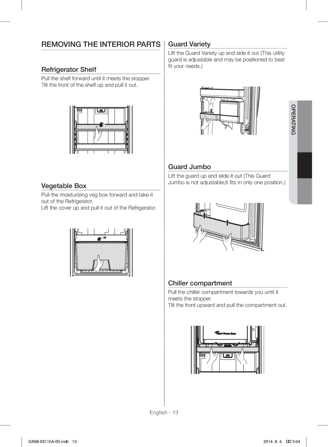 Samsung RR19H1348WW/ZA manual Removing the Interior Parts, Refrigerator Shelf 