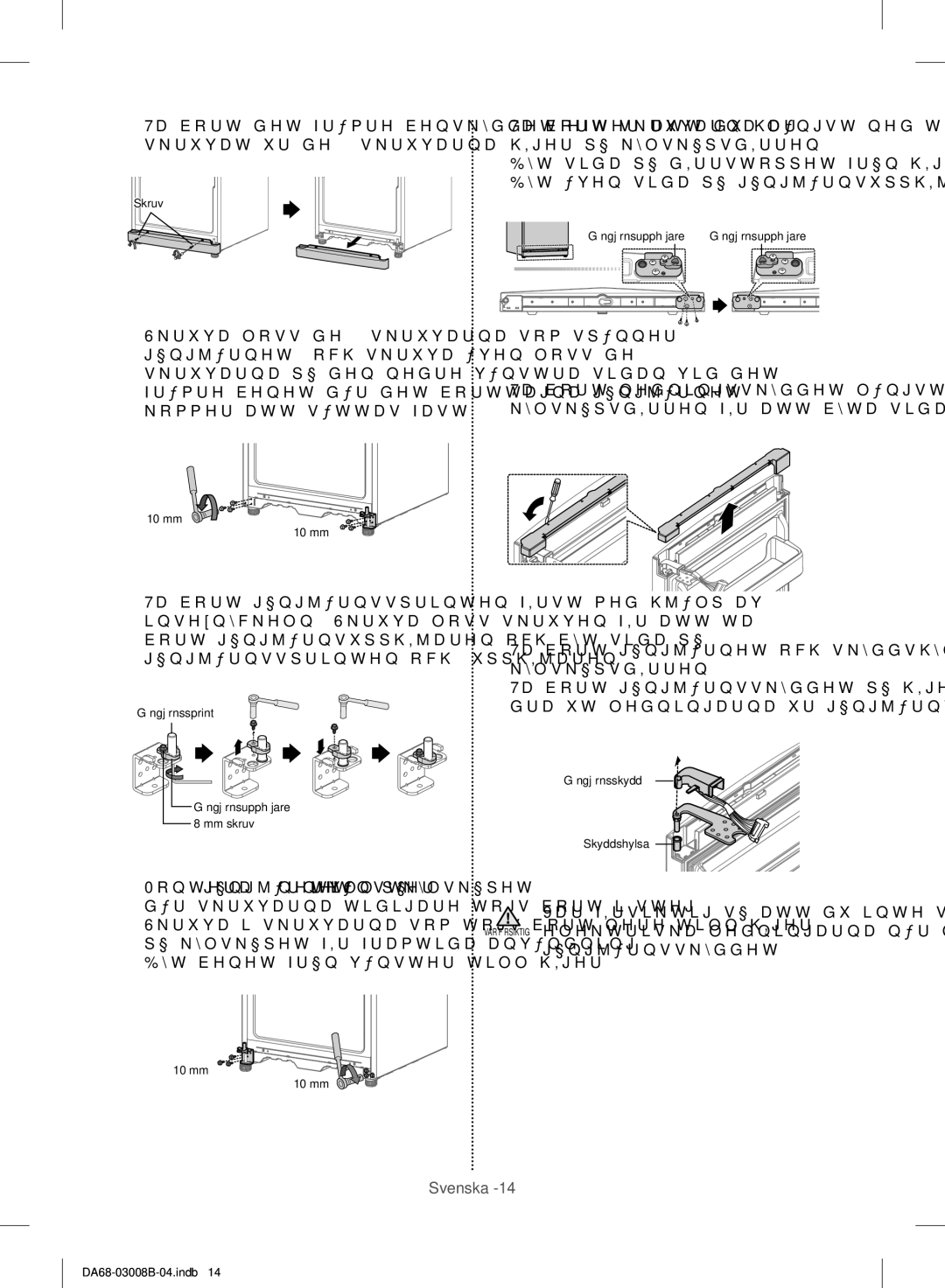 Samsung RR34H6320WW/EE, RR34H6200SA/EE manual Ta bort gångjärnet och skyddshylsan från kylskåpsdörren, Gångjärnsskyddet 