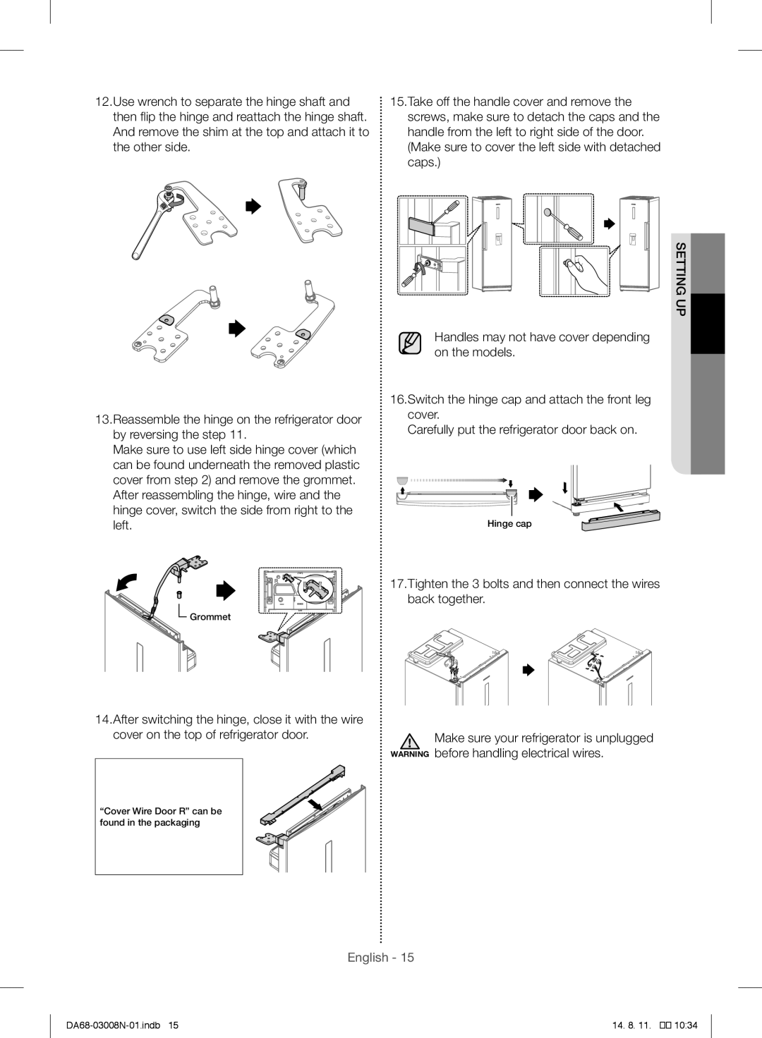 Samsung RR35H6110SP/ML manual Tighten the 3 bolts and then connect the wires back together 