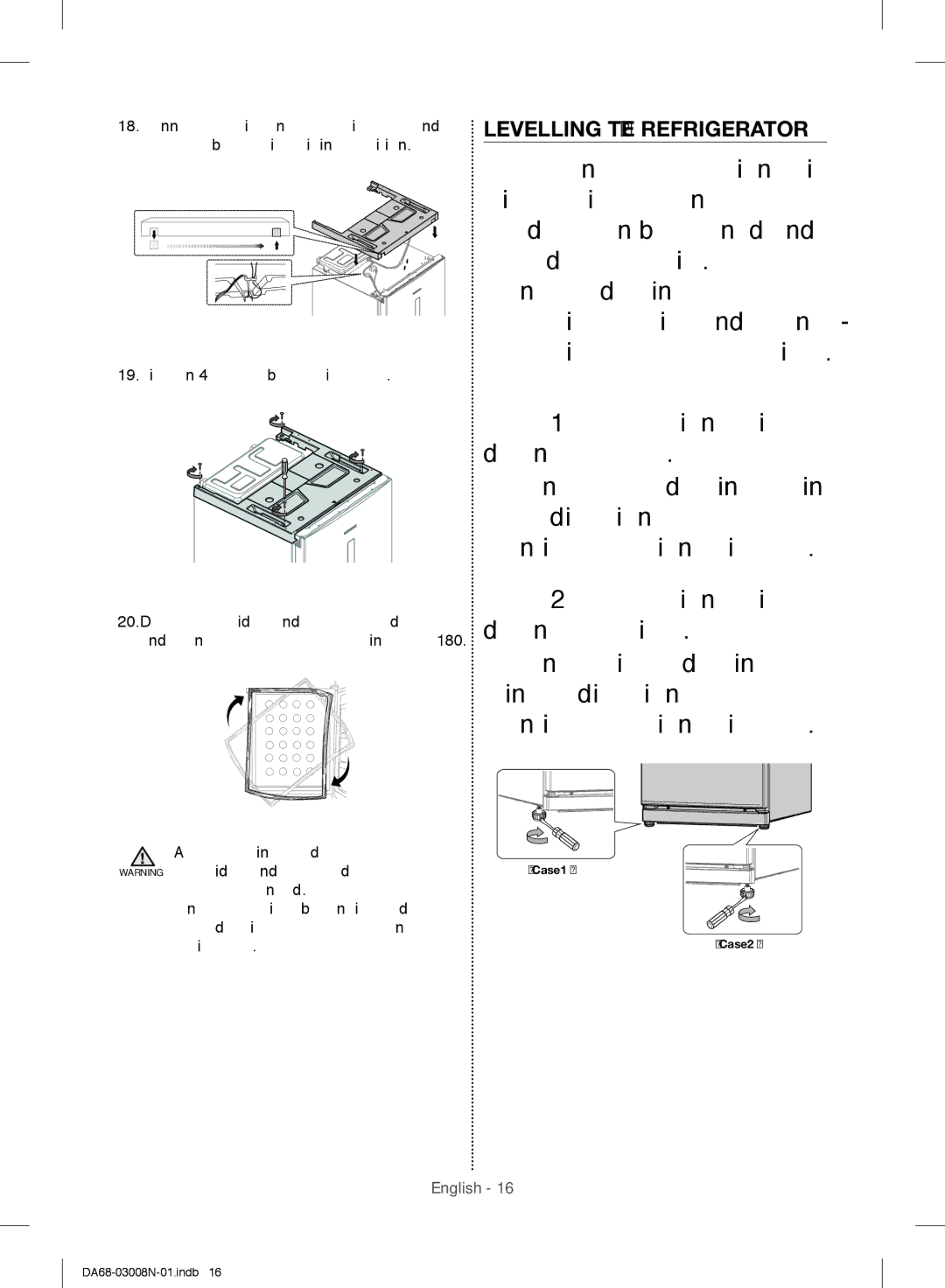 Samsung RR35H6110SP/ML manual Levelling the Refrigerator, After reversing the doors, make sure 