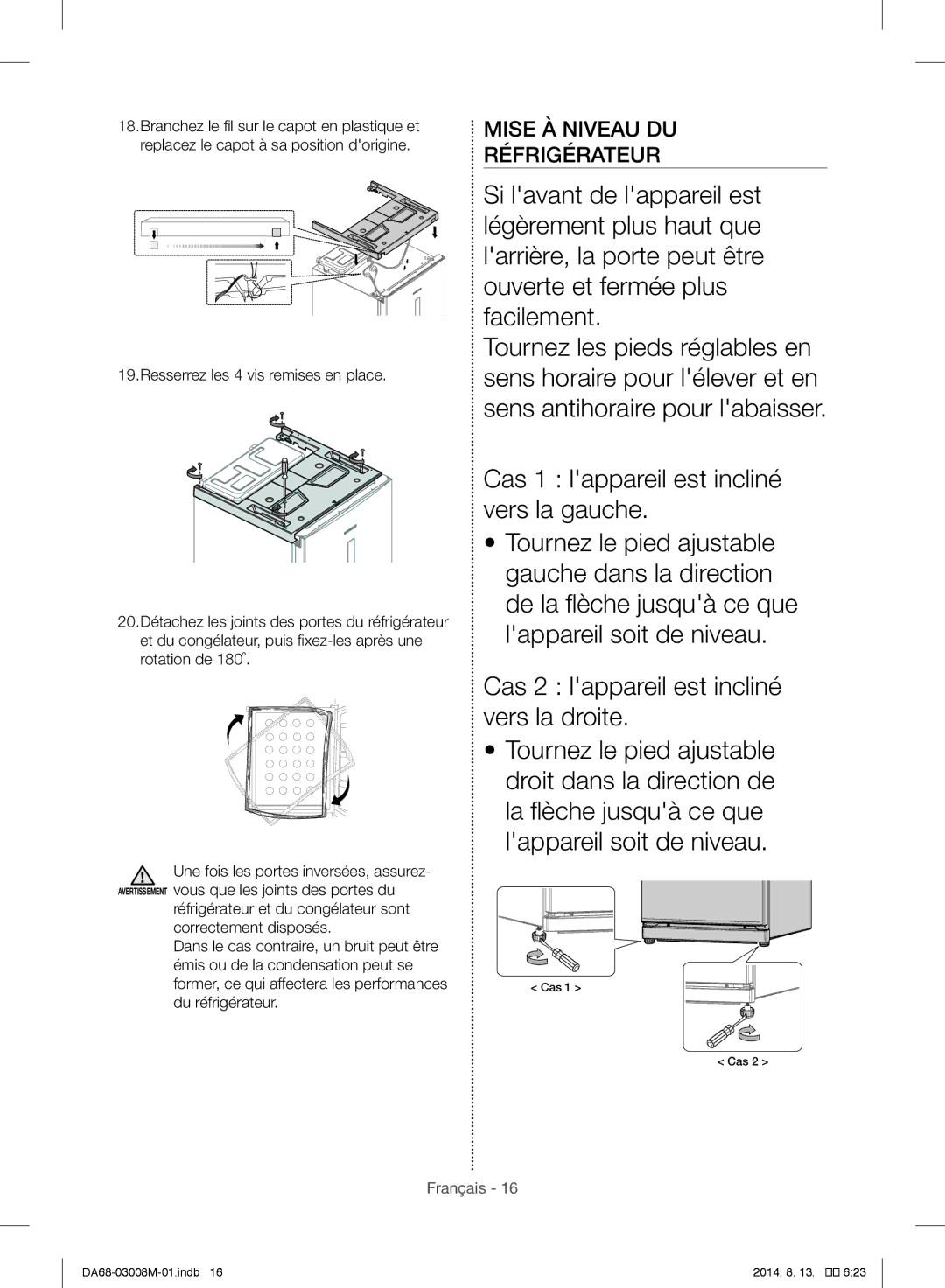 Samsung RR35H6110SS/EF, RR35H61107F/SG, RR35H61107F/ZA, RR35H6110WW/ZA, RR35H66107F/LR manual Mise À Niveau DU Réfrigérateur 