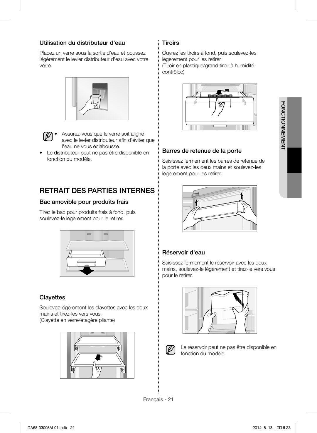 Samsung RR35H6660SP/MR, RR35H6110SS/EF, RR35H61107F/SG, RR35H61107F/ZA, RR35H6110WW/ZA manual Retrait DES Parties Internes 