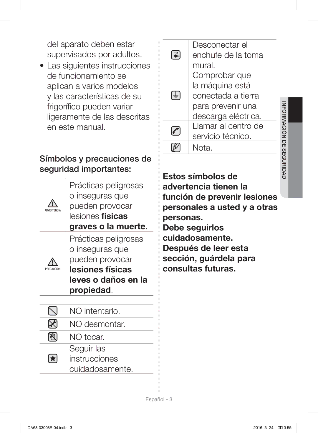 Samsung RR35H6000SS/ES, RR35H6165SS/EF, RR35H61657F/EF, RR35H6000SA/EF, RR35H6165SS/ES, RR35H6005WW/ES manual Graves o la muerte 