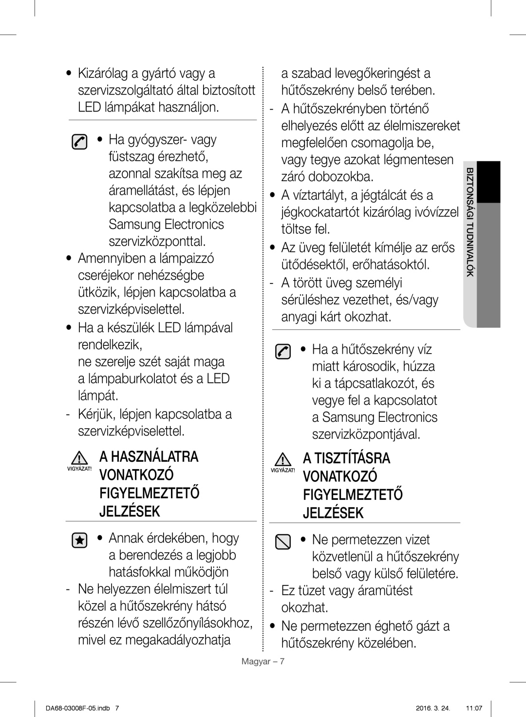 Samsung RR35H6015SS/EO, RR35H6165SS/EO, RR35H6165SS/WS, RR35H6610SS/EO, RR35H6510SS/EO manual Tisztításra 