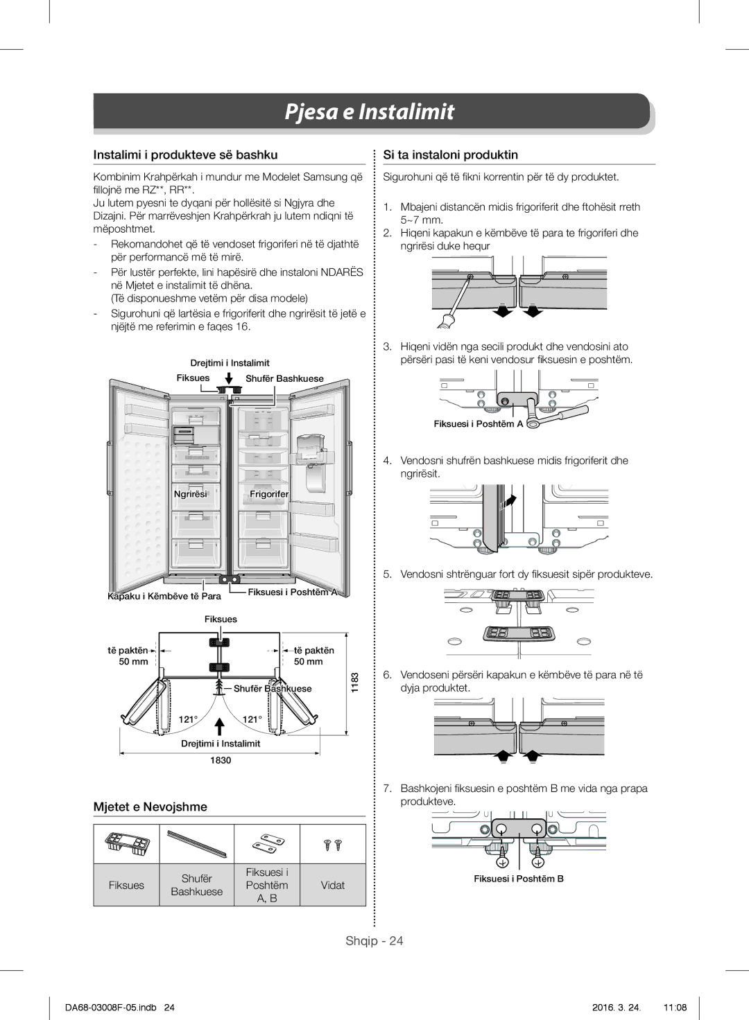 Samsung RR35H6015SS/EO, RR35H6165SS/EO manual Instalimi i produkteve së bashku, Mjetet e Nevojshme Si ta instaloni produktin 