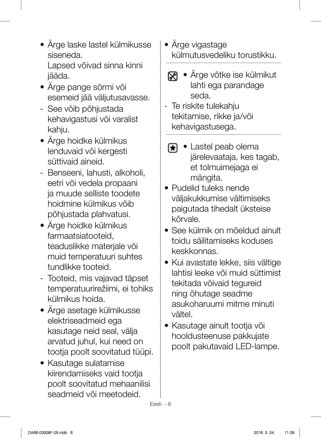 Samsung RR35H6165SS/WS, RR35H6165SS/EO, RR35H6015SS/EO, RR35H6610SS/EO, RR35H6510SS/EO manual Eesti 