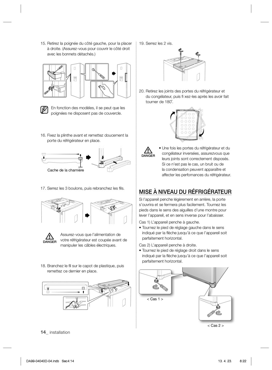 Samsung RR92HAWW1/XEF, RR3773ATCSR/EF, RR92HASX1/XEF manual Mise À Niveau DU Réfrigérateur 