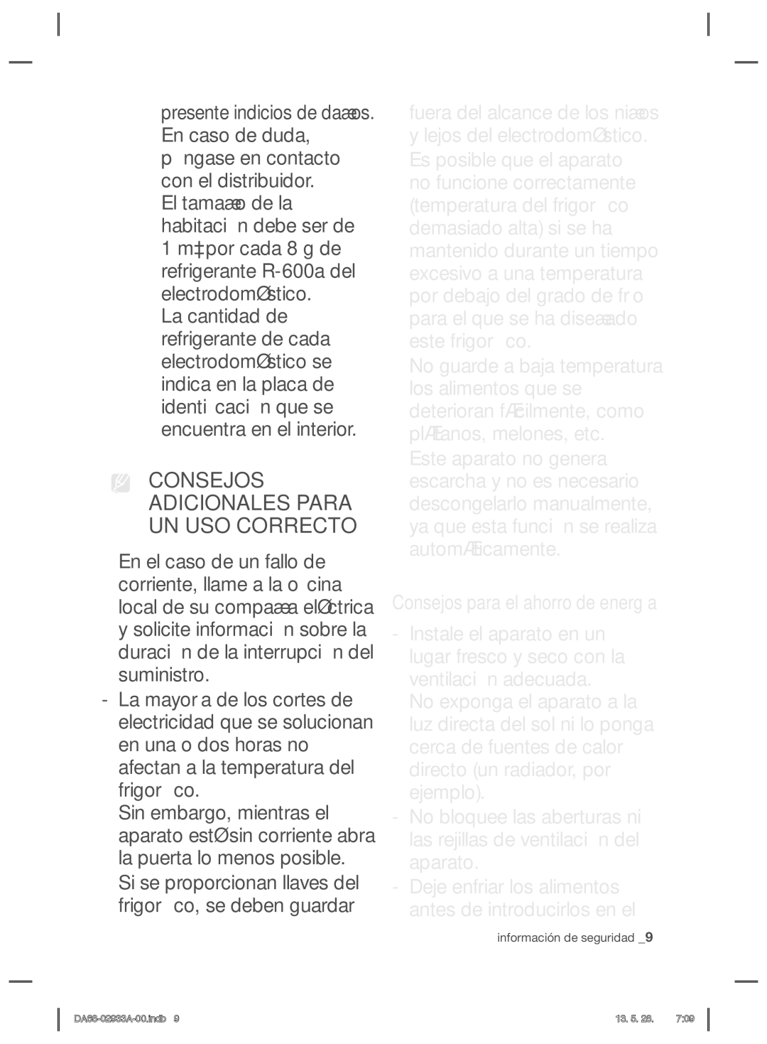 Samsung RR3773ATCSR/ES manual Consejos Adicionales Para UN USO Correcto 