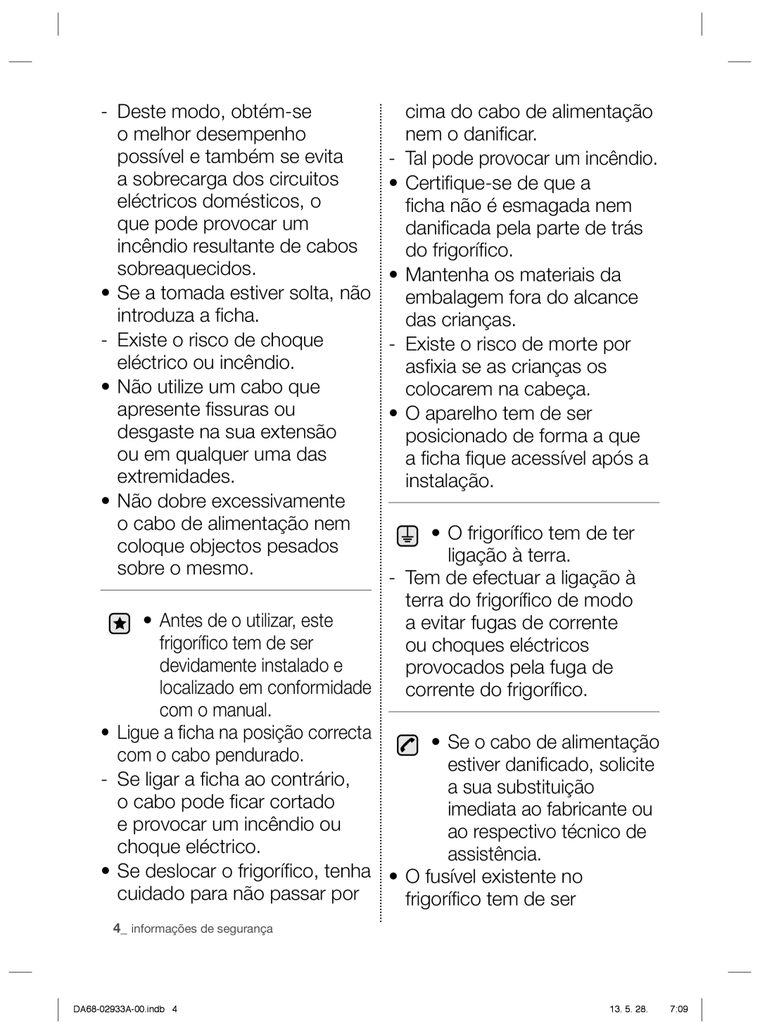 Samsung RR3773ATCSR/ES manual Informações de segurança 