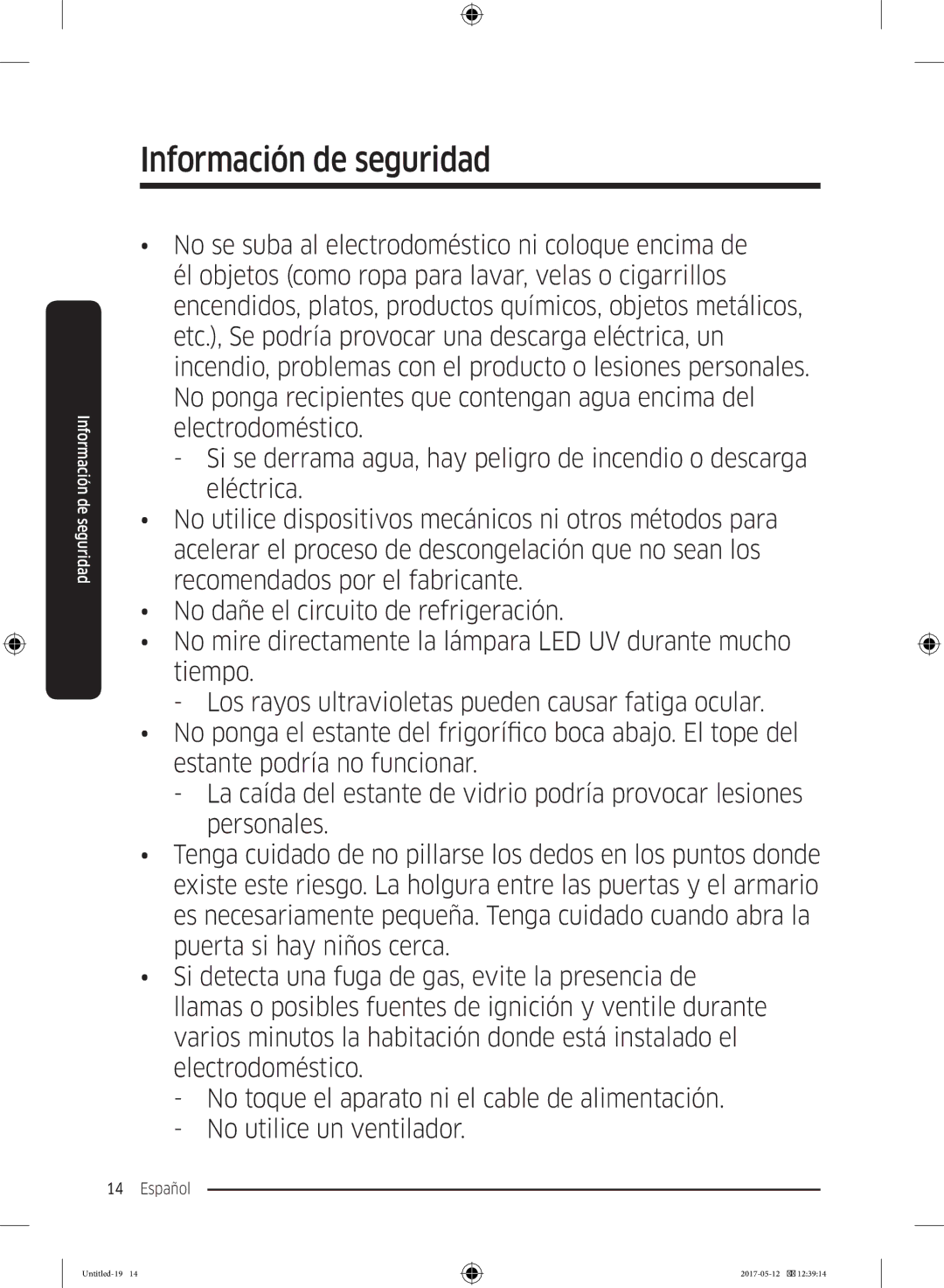 Samsung RR39M7000SA/EF, RR39M7200SA/EF, RR39M7000WW/EF, RR39M7200WW/EF, RR39M7110S9/ES manual Información de seguridad 