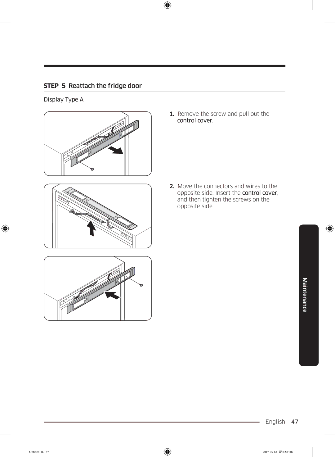 Samsung RR39M7200WW/EF, RR39M7000SA/EF, RR39M7200SA/EF, RR39M7000WW/EF, RR39M7110S9/ES manual Reattach the fridge door 