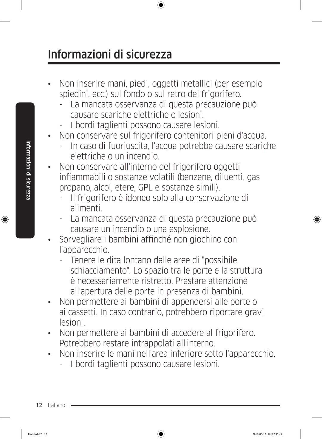 Samsung RR39M7200WW/EF, RR39M7000SA/EF, RR39M7200SA/EF, RR39M7000WW/EF, RR39M7110S9/ES manual Informazioni di sicurezza 