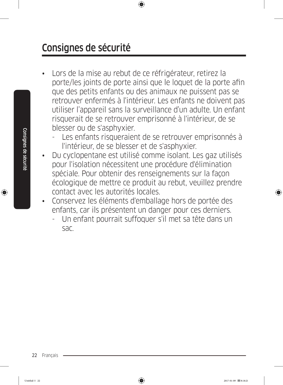 Samsung RR39M7335S9/EF, RR39M7000SA/EF, RR39M7335SA/EF, RR39M7300S9/EF manual Consignes de sécurité 