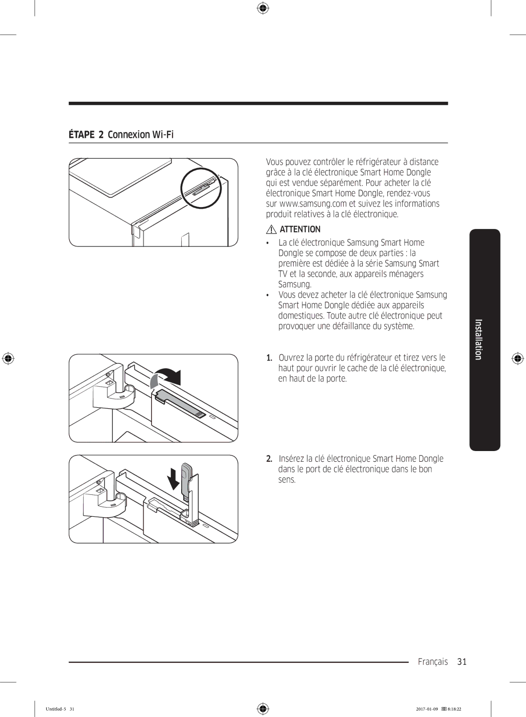 Samsung RR39M7300S9/EF, RR39M7000SA/EF, RR39M7335SA/EF, RR39M7335S9/EF manual Étape 2 Connexion Wi-Fi 