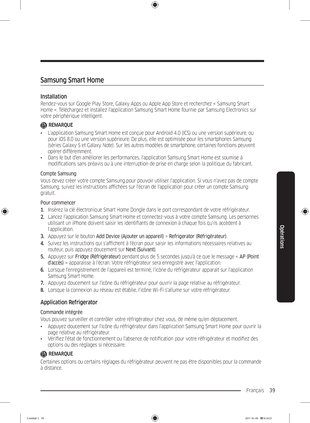 Samsung RR39M7300S9/EF, RR39M7000SA/EF, RR39M7335SA/EF, RR39M7335S9/EF manual Samsung Smart Home, Application Refrigerator 