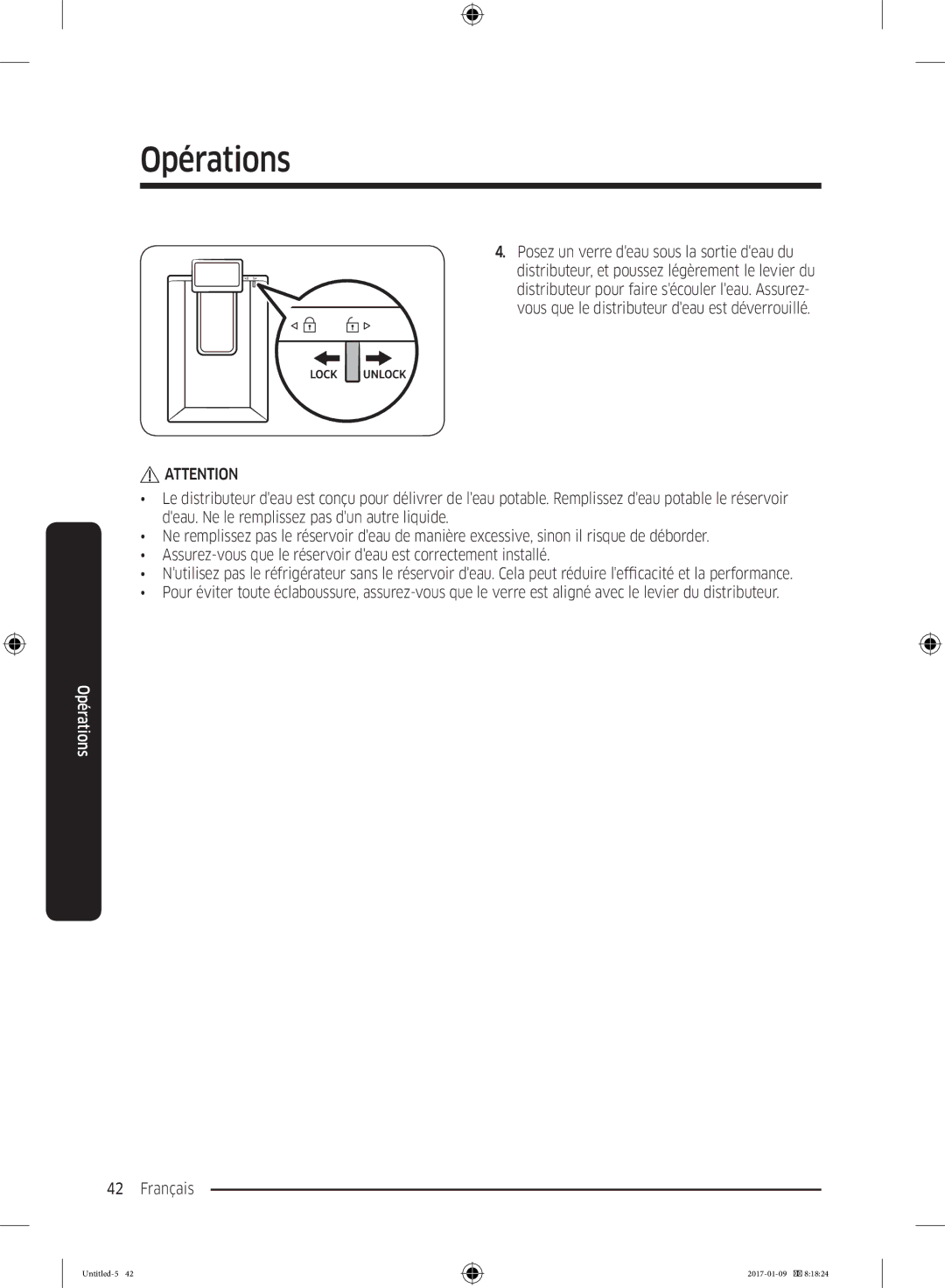 Samsung RR39M7335S9/EF, RR39M7000SA/EF, RR39M7335SA/EF, RR39M7300S9/EF manual Opérations 