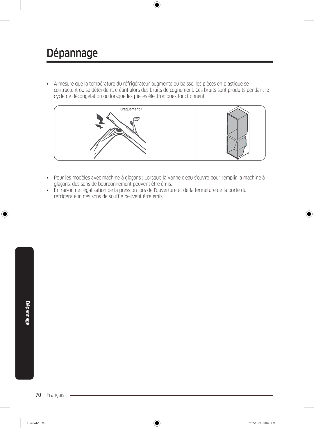 Samsung RR39M7335S9/EF, RR39M7000SA/EF, RR39M7335SA/EF, RR39M7300S9/EF manual Craquement 