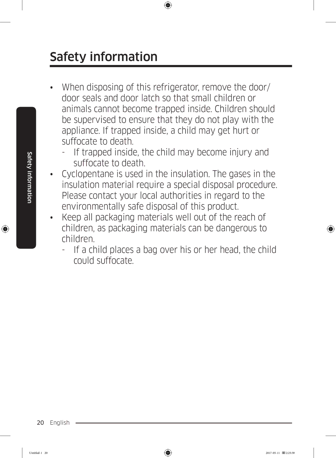 Samsung RR39M7000SA/EF, RR39M7335SA/EF, RR39M7335S9/EF, RR39M7300S9/EF, RR39M73657F/EE manual Safety information 