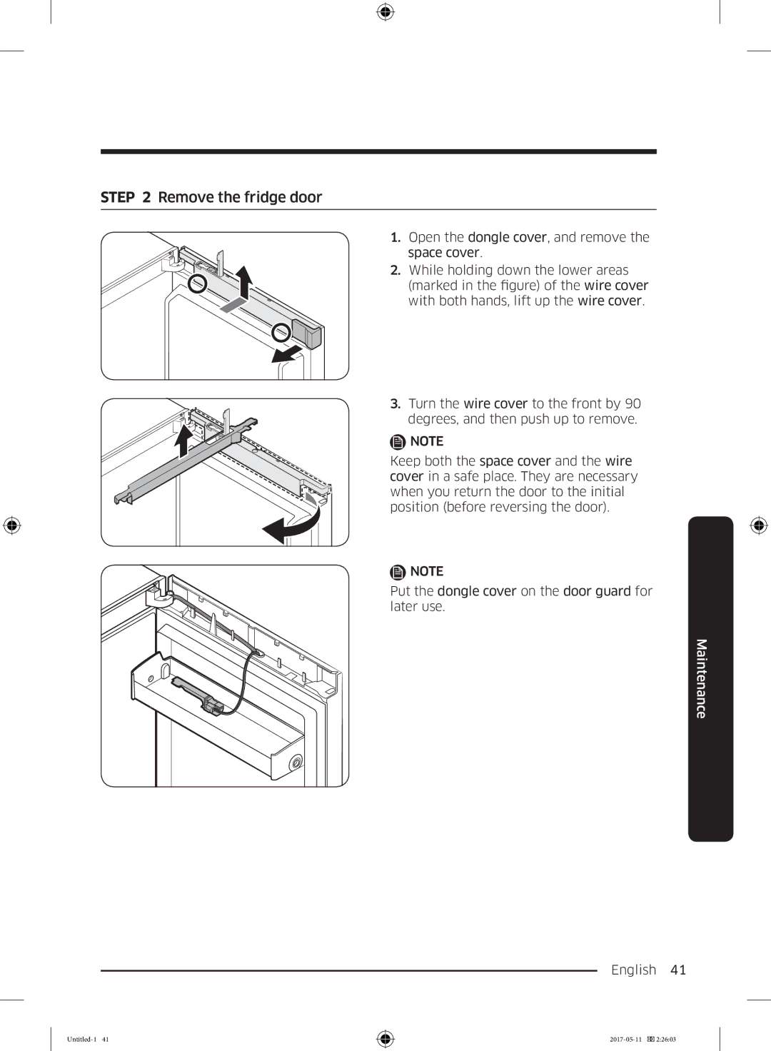 Samsung RR39M7335SA/EF, RR39M7000SA/EF, RR39M7335S9/EF, RR39M7300S9/EF, RR39M73657F/EE manual Remove the fridge door 