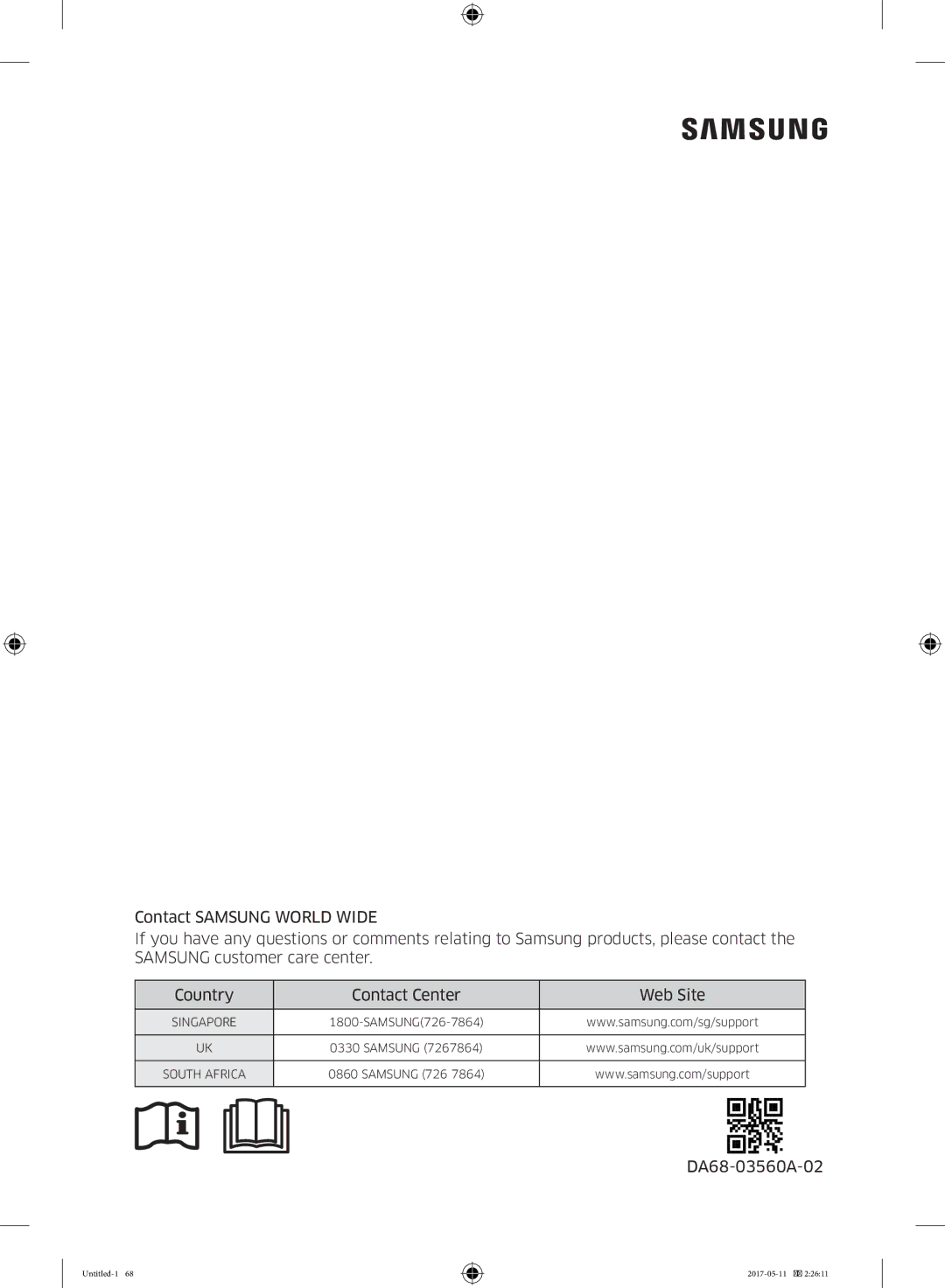 Samsung RR39M7300S9/EF, RR39M7000SA/EF, RR39M7335SA/EF, RR39M7335S9/EF, RR39M73657F/EE manual DA68-03560A-02 