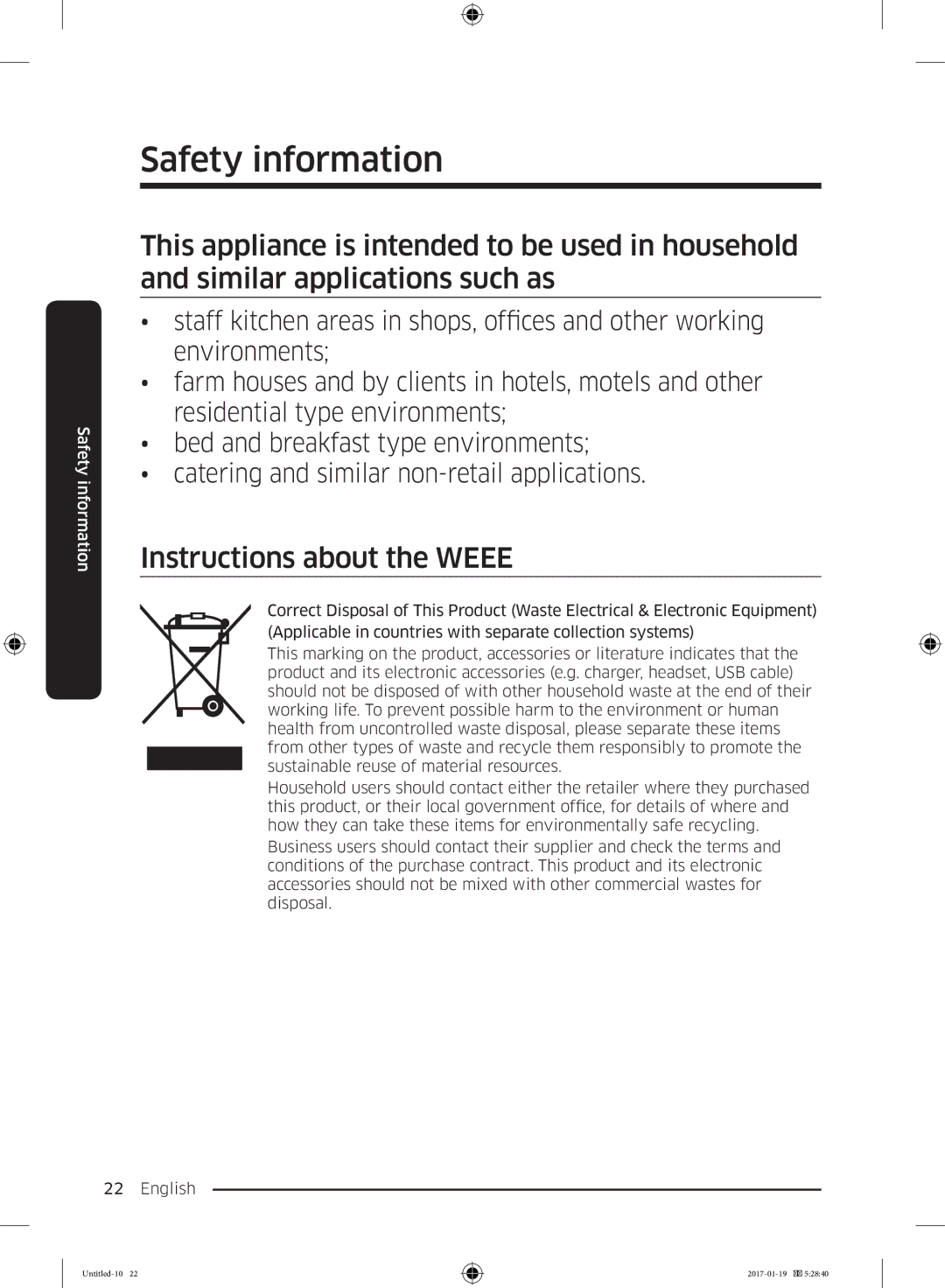 Samsung RR39M7130WW/EF, RR39M7130S9/EF manual Instructions about the Weee 