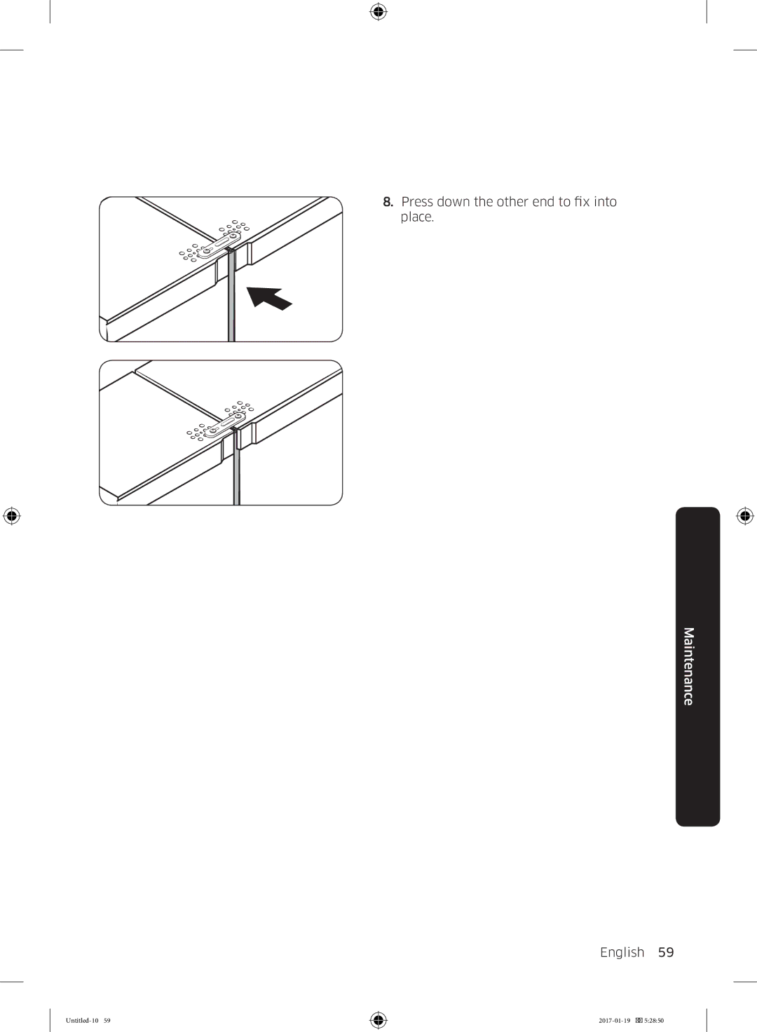 Samsung RR39M7130S9/EF, RR39M7130WW/EF manual Press down the other end to fix into place 