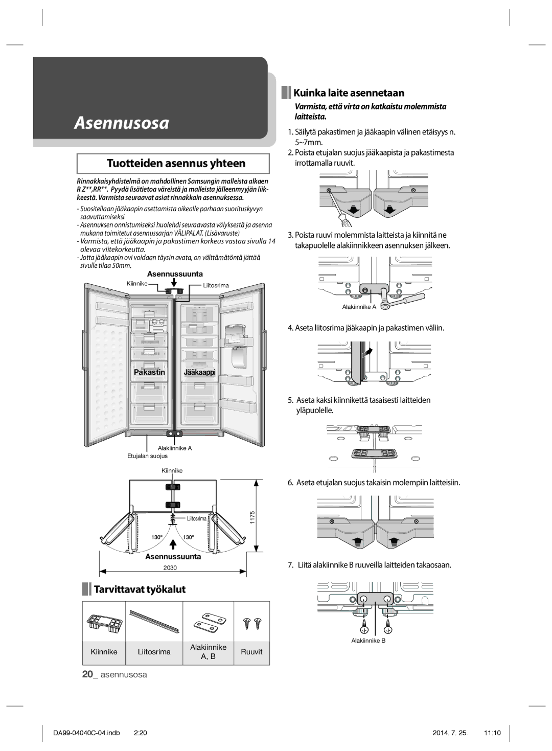 Samsung RR92HABC1/XEE, RR82HESR1/XEE, RR82HFBC1/XEE, RR82HFWW1/XEE, RR92HASR1/XEE, RR92HSWW1/XEE manual Asennusosa 