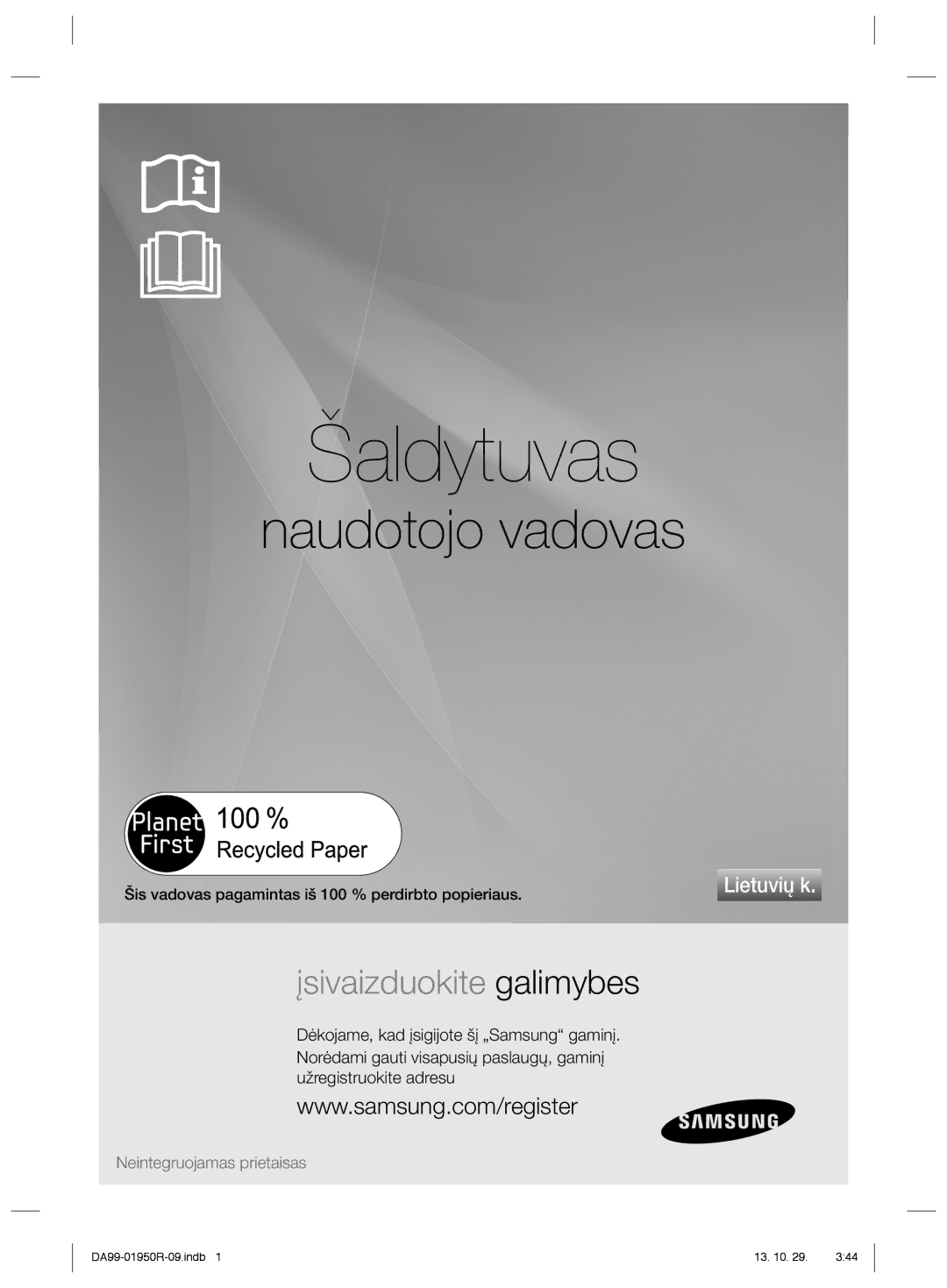 Samsung RR82PHIS1/XEO, RR82WEIS1/XEO manual Šaldytuvas 