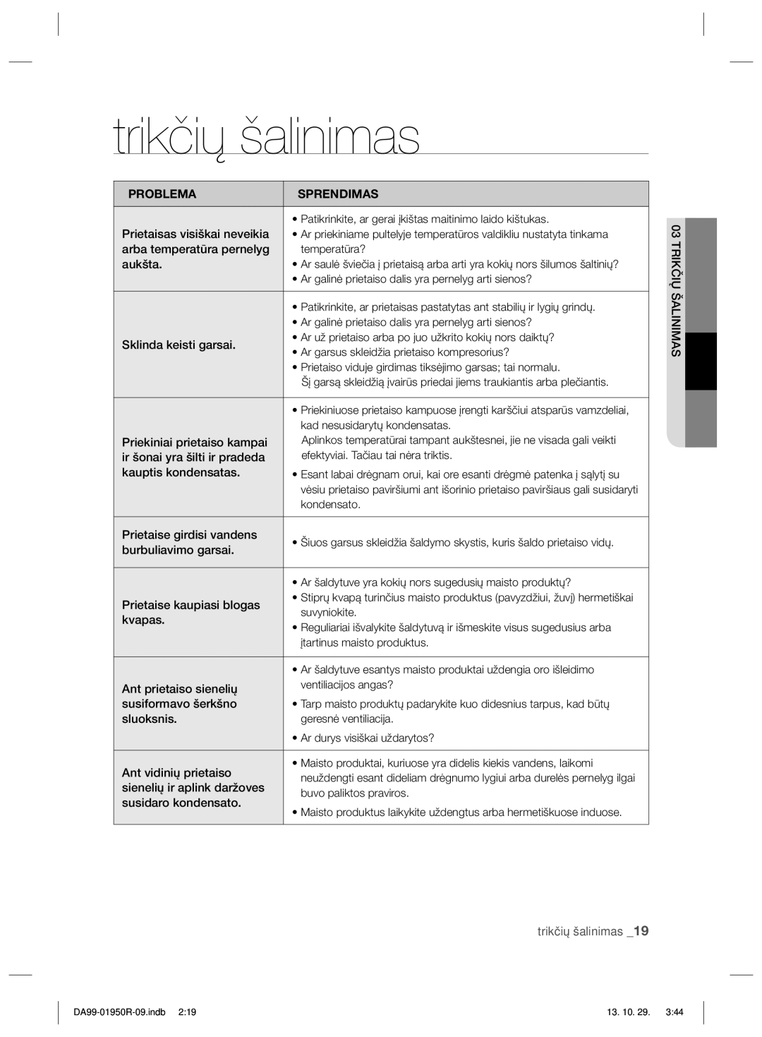 Samsung RR82PHIS1/XEO manual Ar galinė prietaiso dalis yra pernelyg arti sienos?, Kad nesusidarytų kondensatas, Kondensato 