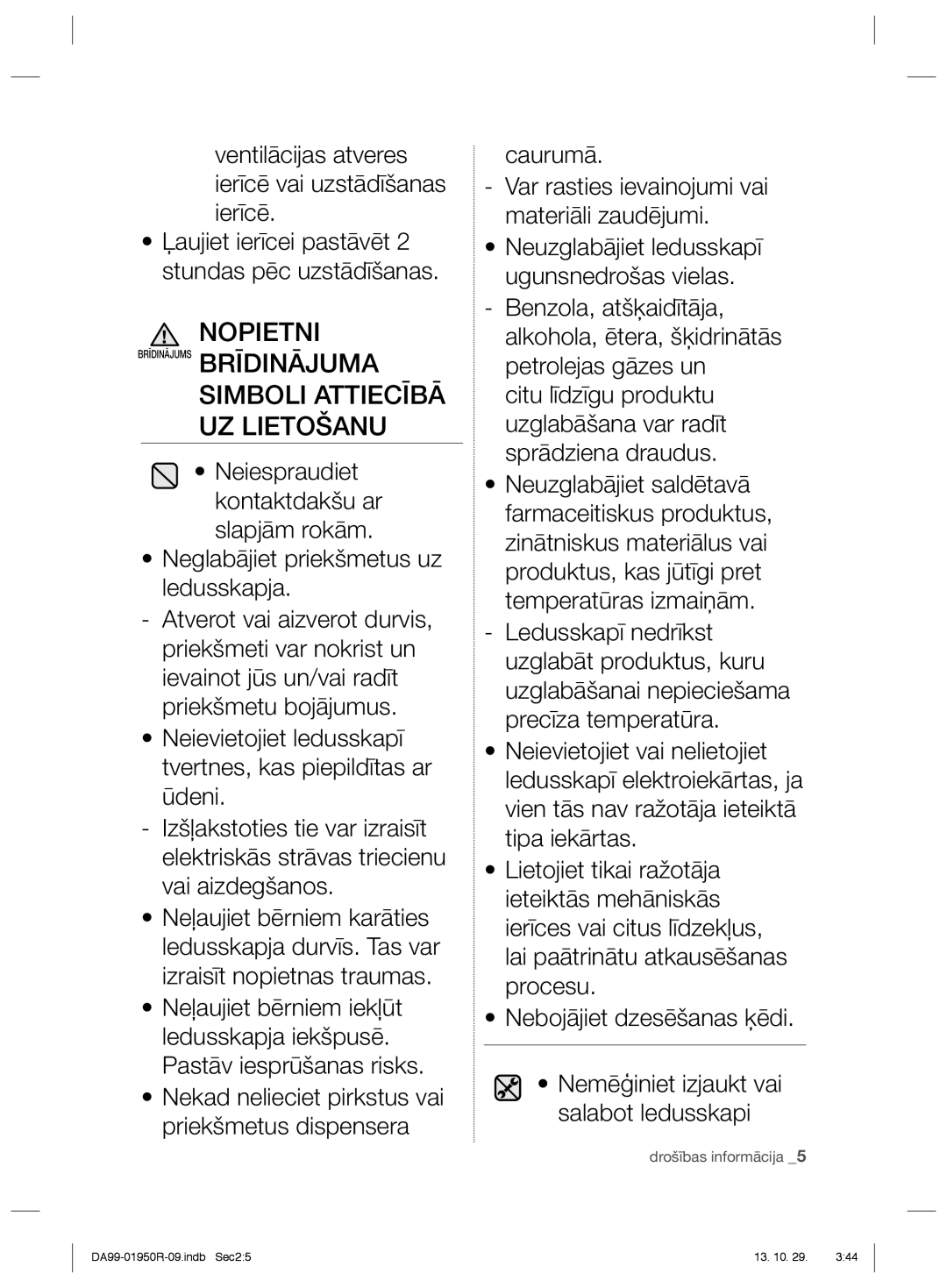 Samsung RR82PHIS1/XEO, RR82WEIS1/XEO manual Simboli Attiecībā UZ Lietošanu 