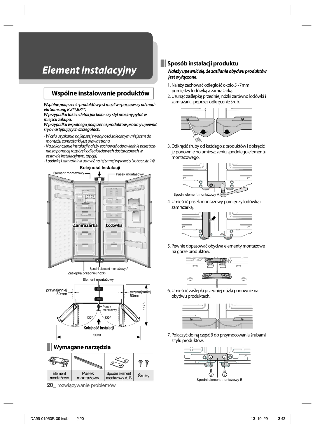 Samsung RR82WEIS1/XEO, RR82PHIS1/XEO manual Element Instalacyjny 